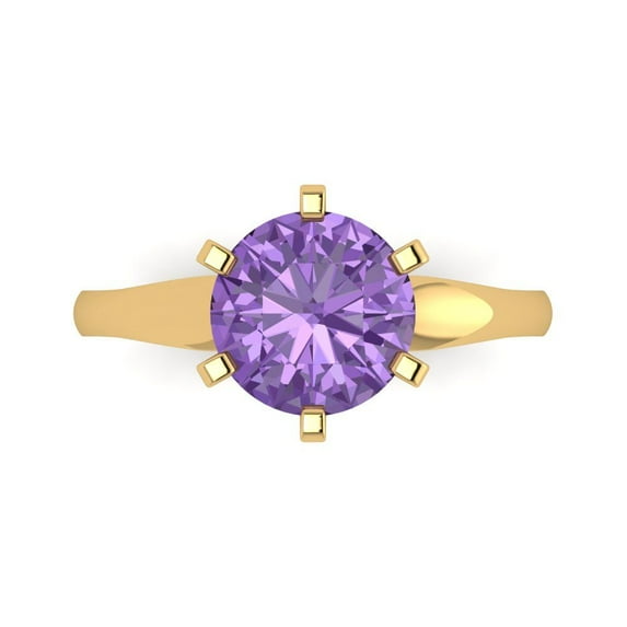 Clara Pucci 14K Yellow Gold 2.5ct Alexandrite Solitaire Ring for Women