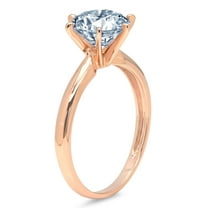 2.5 ct Round Cut Simulated Blue Diamond Solitaire Engagement Ring for Women in 18K Rose Gold