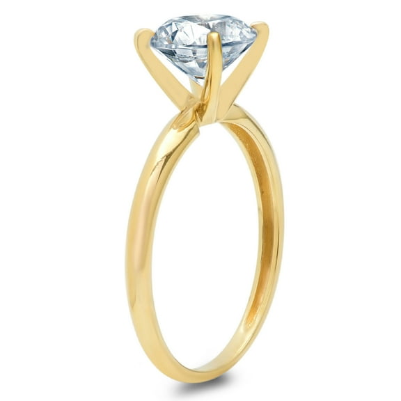 2.5 ct Round Cut Simulated Blue Diamond Solitaire Engagement Ring for Women in 18K Yellow Gold