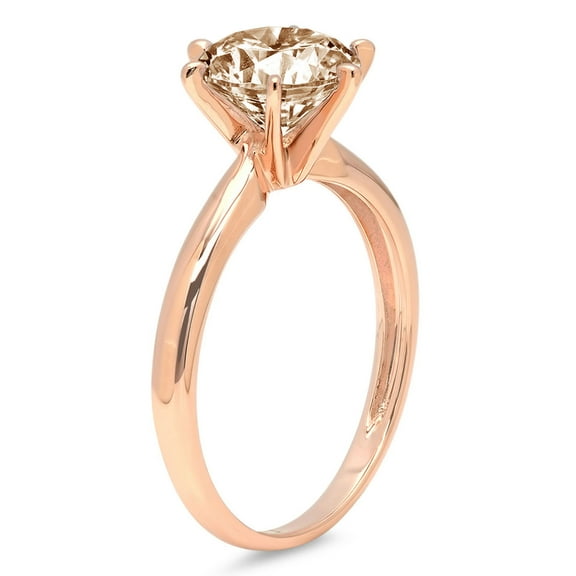 2.5 ct Round Cut Simulated Champagne Diamond Solitaire Engagement Ring for Women in 18K Rose Gold