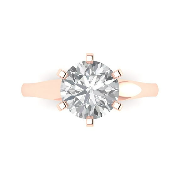 2.5 ct Round Cut Simulated Diamond Solitaire 18K Rose Gold Womens Engagement Ring