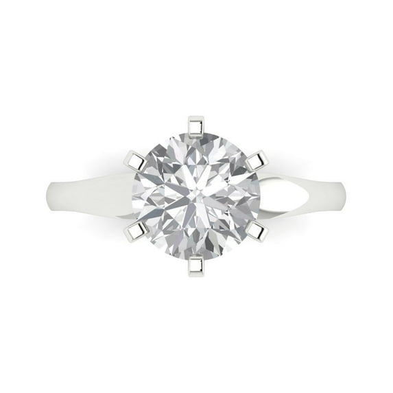2.5 ct Round Cut Simulated Diamond Solitaire 18K White Gold Womens Engagement Ring