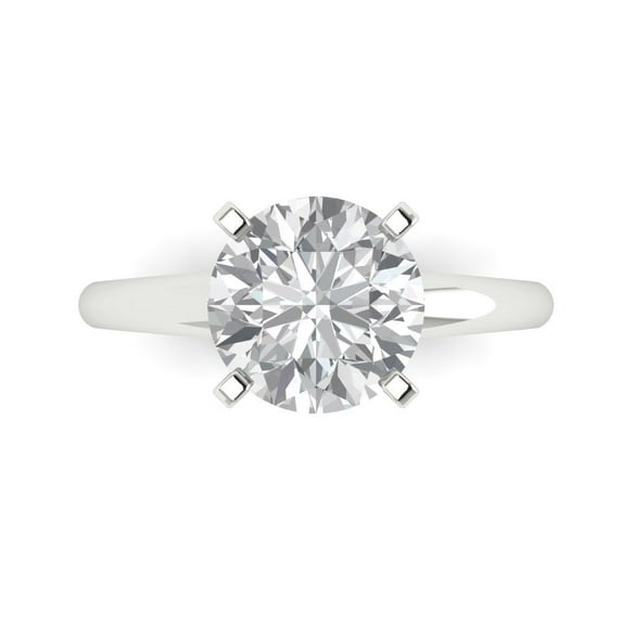 Clara Pucci 14K White Gold 2.5ct Clear Solitaire Ring for Women
