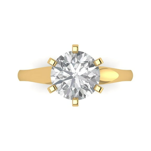 2.5 ct Round Cut Simulated Diamond Solitaire Engagement Ring for Women in 18K Yellow Gold