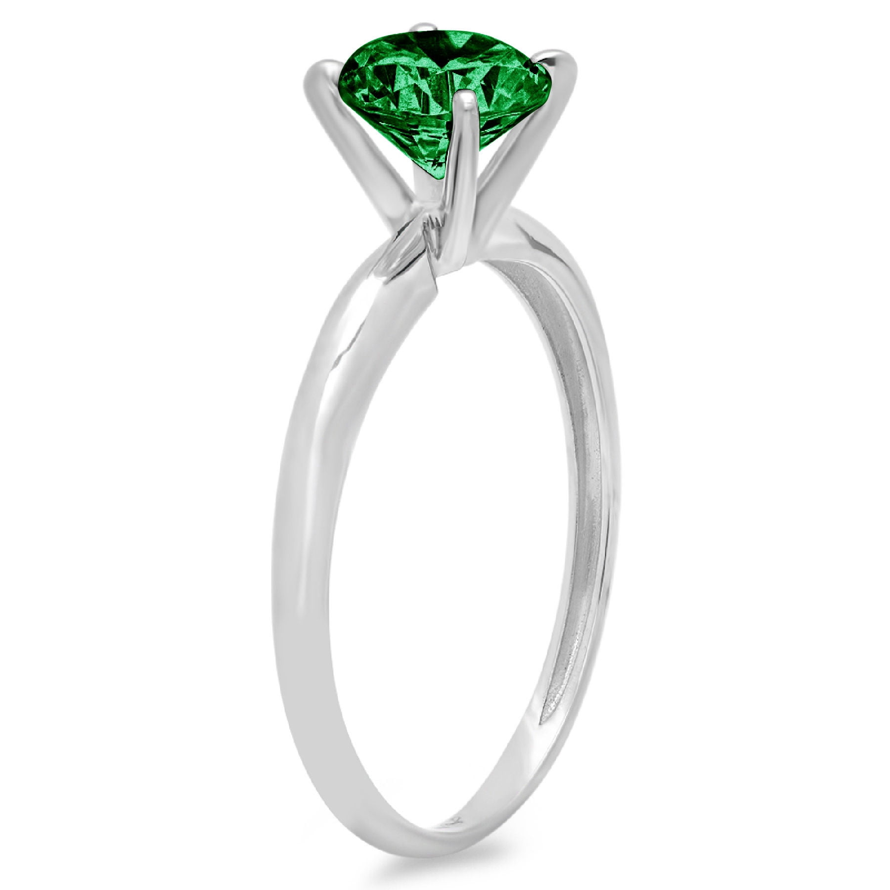 AFFY Simulated Emerald Solitaire Ring – 3 Carat Round Cut Green Stone In 14K Gold Over Sterling Silver, Fashion Jewelry For Women, Gift For Mom, Engagement, Birthday - View #7