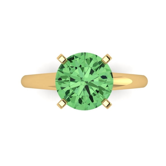 2.5 ct Round Cut Simulated Green Diamond Solitaire 18K Yellow Gold Womens Engagement Ring