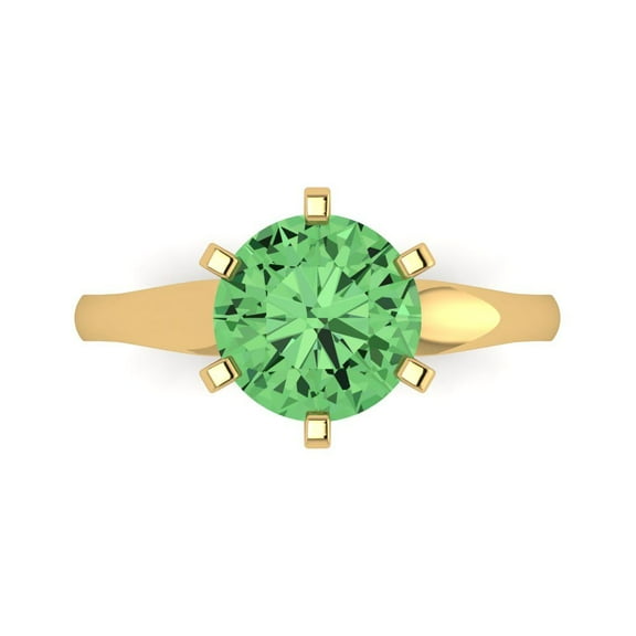 2.5 ct Round Cut Simulated Green Diamond Solitaire Engagement Ring for Women in 18K Yellow Gold