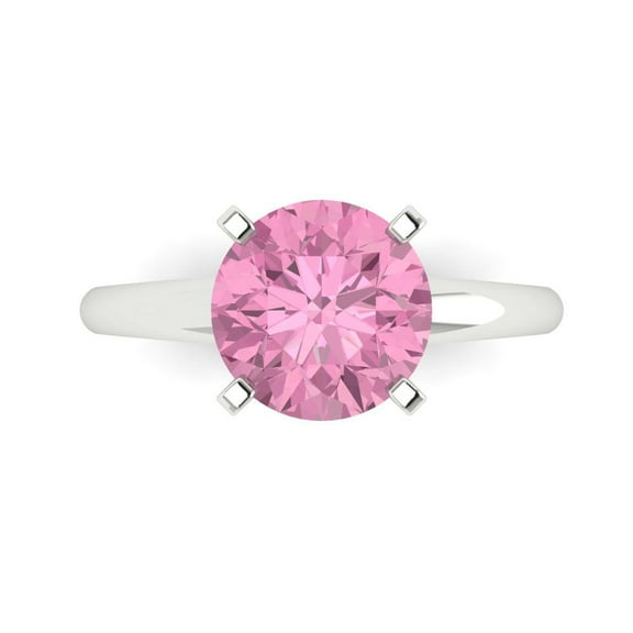 2.5 ct Round Cut Simulated Pink Diamond Solitaire Engagement Ring for Women in 18K White Gold