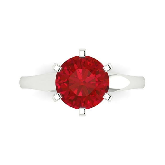 2.5 ct Round Cut Simulated Pink Tourmaline Solitaire 18K White Gold Womens Engagement Ring