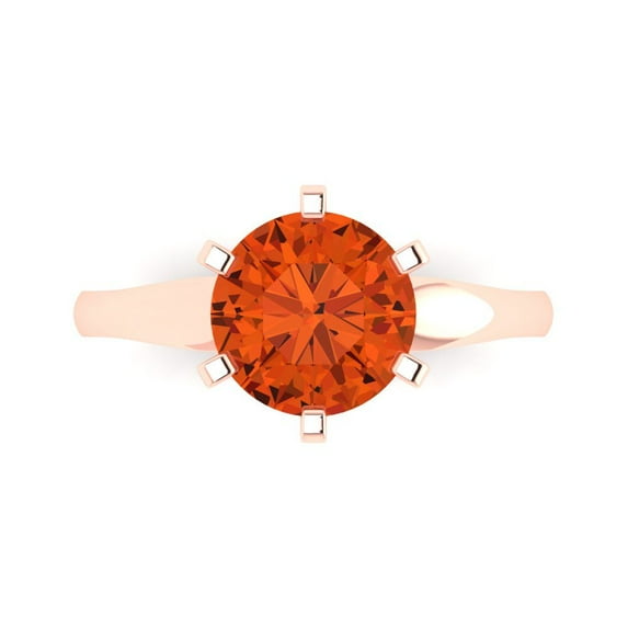 2.5 ct Round Cut Simulated Red Diamond Solitaire Engagement Ring for Women in 14K Rose Gold