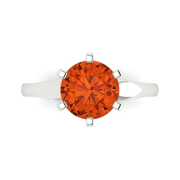 Clara Pucci 14K White Gold 2.5ct Red Solitaire Ring for Women