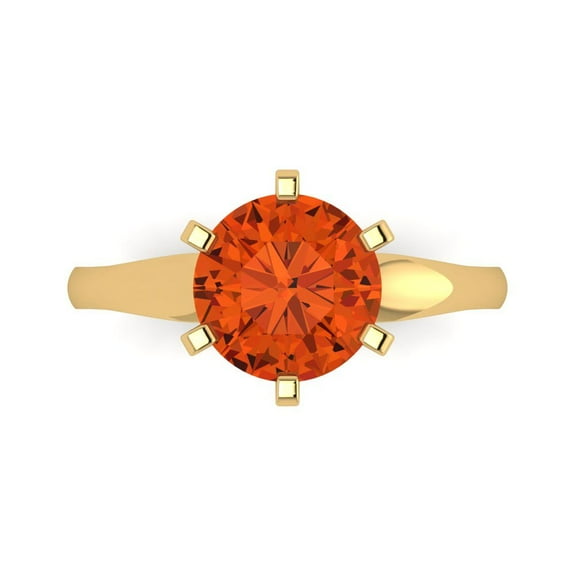 2.5 ct Round Cut Simulated Red Diamond Solitaire Engagement Ring for Women in 18K Yellow Gold