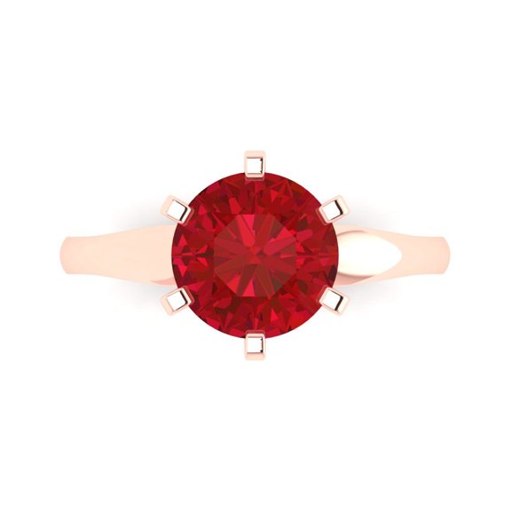 Clara Pucci 14K Rose Gold 2.5ct Ruby Solitaire Ring for Women