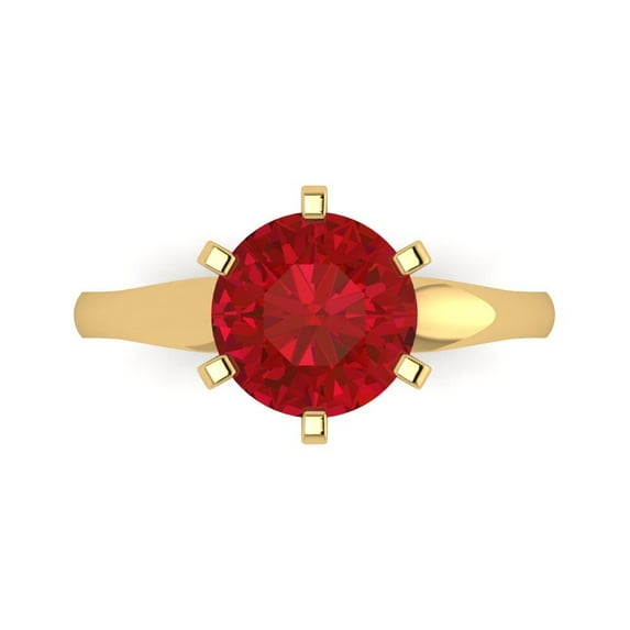 Clara Pucci 14K Yellow Gold 2.5ct Ruby Solitaire Ring for Women