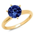 thumbnail image 1 of 2.5 ct Round Cut Simulated Tanzanite Solitaire 18K Yellow Gold Womens Engagement Ring, 1 of 5