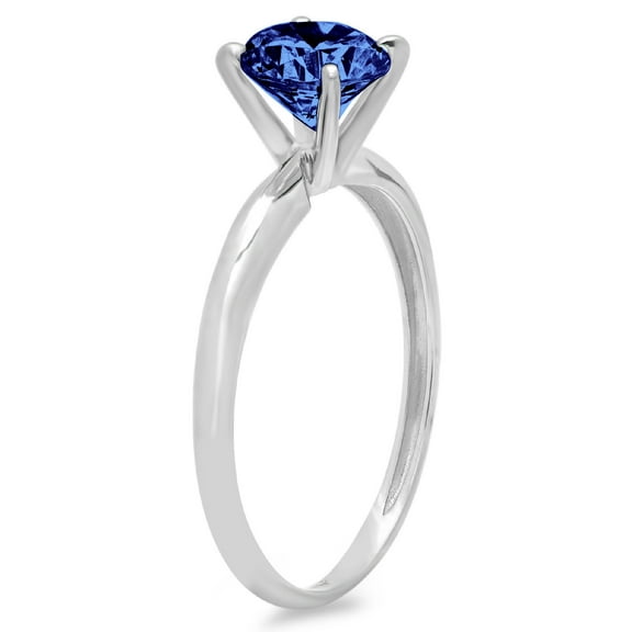 2.5 ct Round Cut Simulated Tanzanite Solitaire Engagement Ring for Women in 18K White Gold