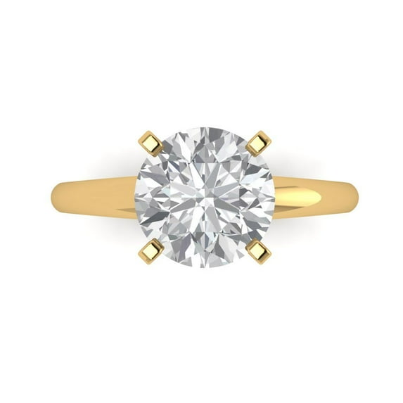 2.5 ctw Solitaire Anniversary Ring for Women | Round Cut White Sapphire | Hyperallergenic Solid 18K Yellow Gold