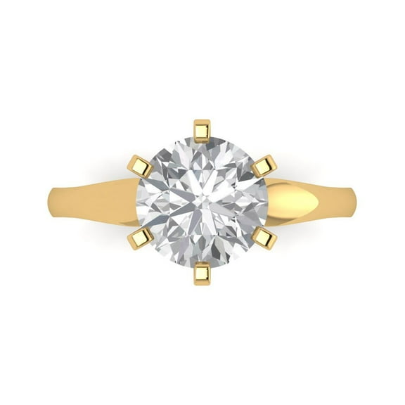 2.5 ct Round Cut White Sapphire Solitaire Engagement Ring for Women in 14K Yellow Gold