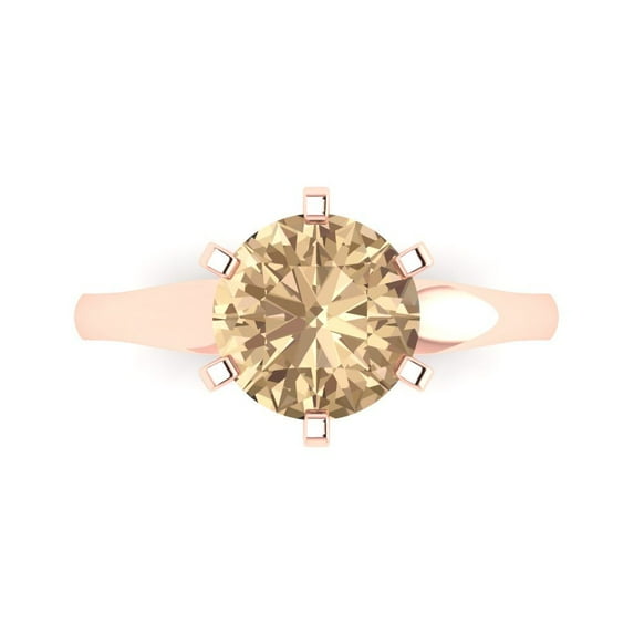2.5 ct Round Cut Yellow Moissanite Solitaire 14K Rose Gold Womens Engagement Ring