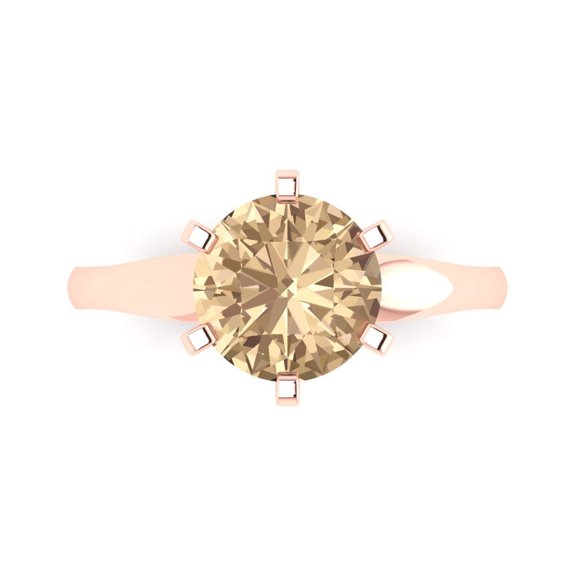 2.5 ct Round Cut Yellow Moissanite Solitaire Engagement Ring for Women in 14K Rose Gold