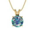 thumbnail image 1 of 2.5 cctw Blue Moissanite Yellow Gold Plated Pendant with 18" Box Chain (9mm, Round Cut), 1 of 6