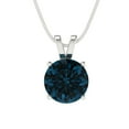 thumbnail image 1 of 2.5 ct round cut natural london blue topaz 14k white hypoallergenic Solid gold Designer Everyday Affordable Dainty Necklace Pendant + 16" hypoallergenic Solid gold chain, 1 of 6