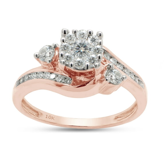 2/5 ct. t.w Round Cut Lab Created Moissanite Diamond Bypass Engagement Promise Ring For Women In 10K Solid Rose Gold (G-H Color, VVS1 Clarity,0.40 Cttw)-6