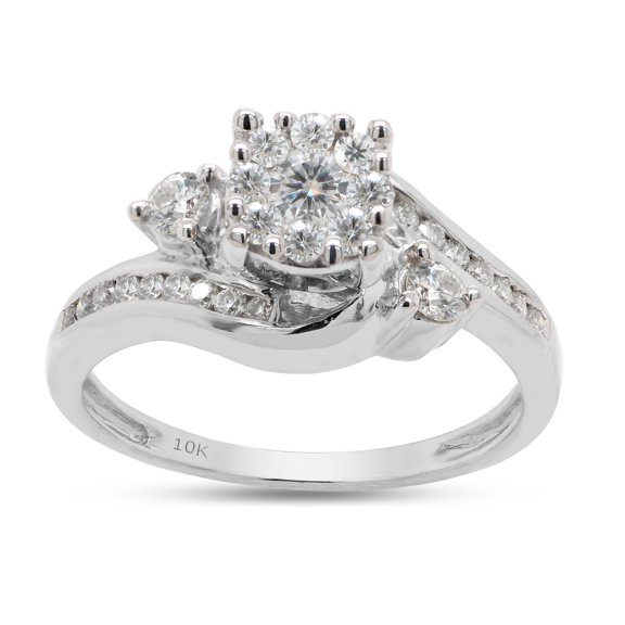2/5 ct. t.w Round Cut Lab Created Moissanite Diamond Bypass Engagement Promise Ring For Women In 10K Solid White Gold (G-H Color, VVS1 Clarity,0.40 Cttw)-4