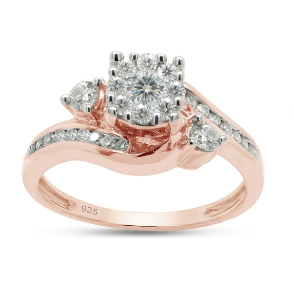 2/5 ct. t.w Round Cut Lab Created Moissanite Diamond Bypass Engagement Promise Ring For Women In 14K Rose Gold Over Sterling Silver (G-H Color, VVS1 Clarity,0.40 Cttw)-4