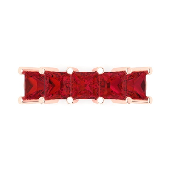 2.5 ctw Wedding Band for Women - 14K Rose Gold Simulated Ruby Stackable Eternity Ring