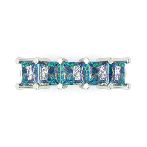 2.5 ctw Wedding Band for Women - 14K White Gold Blue Moissanite Stackable Eternity Ring