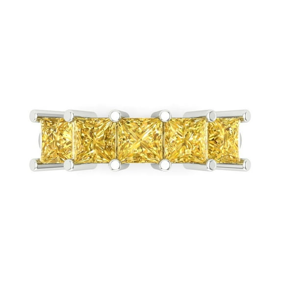2.5 ctw Wedding Band for Women - 14K White Gold Natural Citrine Stackable Eternity Ring