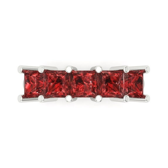 2.5 ctw Wedding Band for Women - 14K White Gold Natural Garnet Stackable Eternity Ring