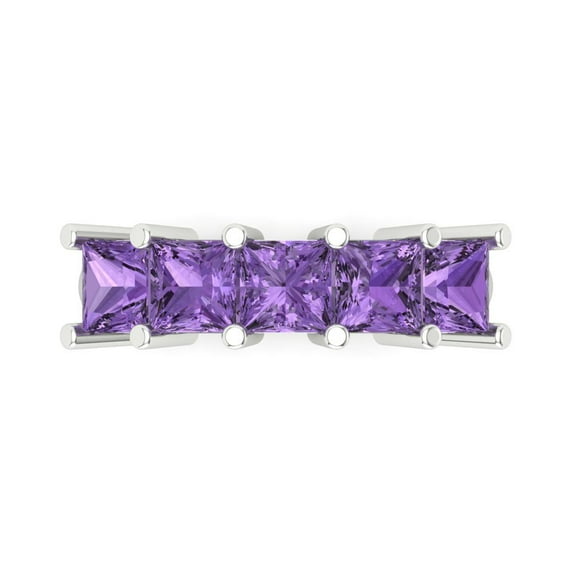 2.5 ctw Wedding Band for Women - 14K White Gold Simulated Alexandrite Stackable Eternity Ring