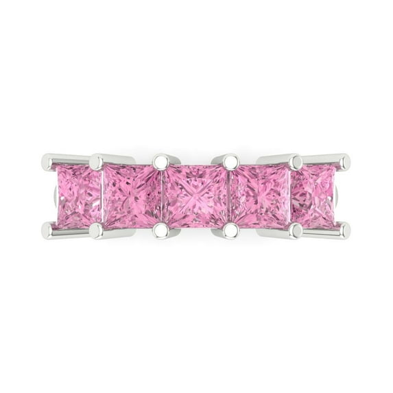 2.5 ctw Wedding Band for Women - 14K White Gold Simulated Pink Diamond Stackable Eternity Ring
