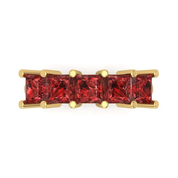 2.5 ctw Wedding Band for Women - 14K Yellow Gold Natural Garnet Stackable Eternity Ring
