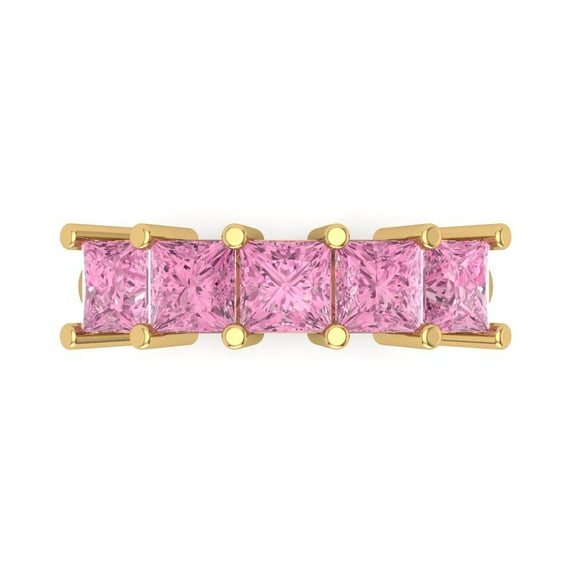 2.5 ctw Wedding Band for Women - 14K Yellow Gold Simulated Pink Diamond Stackable Eternity Ring