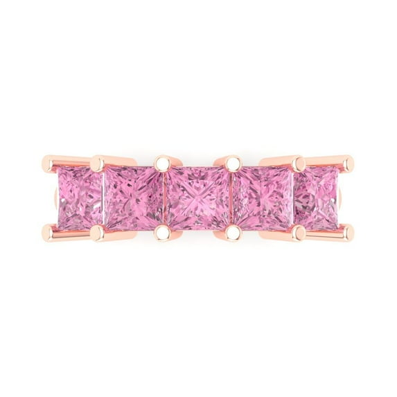 2.5 ctw Wedding Band for Women - 18K Rose Gold Simulated Pink Diamond Stackable Eternity Ring