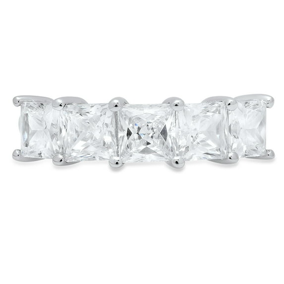 2.5 ctw Wedding Band for Women - 18K White Gold Moissanite Stackable Eternity Ring