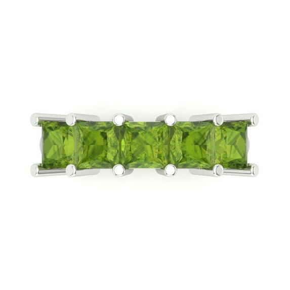 2.5 ctw Wedding Band for Women - 18K White Gold Natural Peridot Stackable Eternity Ring