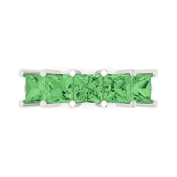 2.5 ctw Wedding Band for Women - 18K White Gold Simulated Green Diamond Stackable Eternity Ring