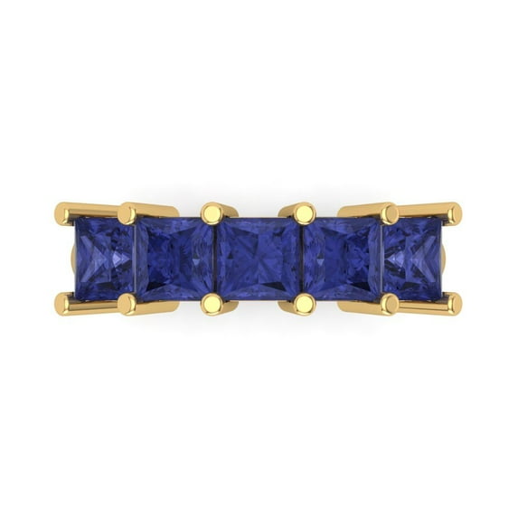 2.5 ctw Wedding Band for Women - 18K Yellow Gold Simulated Tanzanite Stackable Eternity Ring