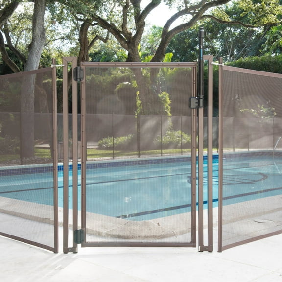 2.5 ft. W X 4 ft. H Pool Fence DIY Gate in Brown with Self-Closing, Self-Latching Hardware & Flat Top