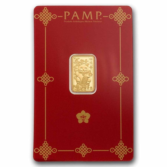2.5 gram Gold Bar - PAMP Suisse Lucky Cat (In Assay w/ Sleeve)
