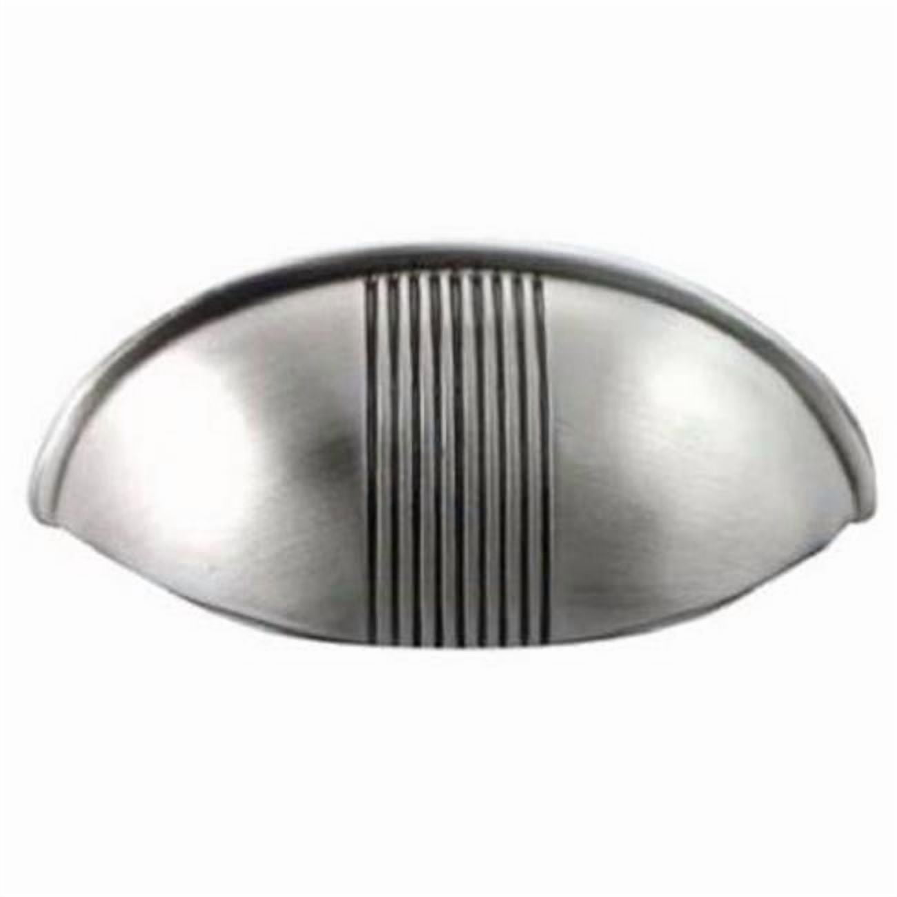 2.5 in. Center to Center 3.25 in. Satin Antique Chrome Striped Pin Bull
