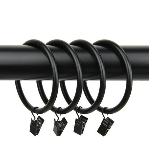2.5 in. Dia. Curtain Rings with Clips, Black