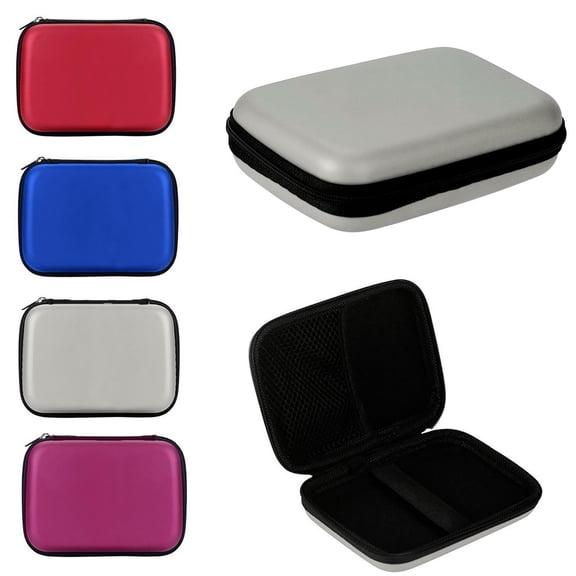 External 2.5 in Drive Carrier, Clear Hard Shell Zipper Case, Mesh Zipper Pouch, Storage Organizer, Road Trips, Black Lining, 1 Pc