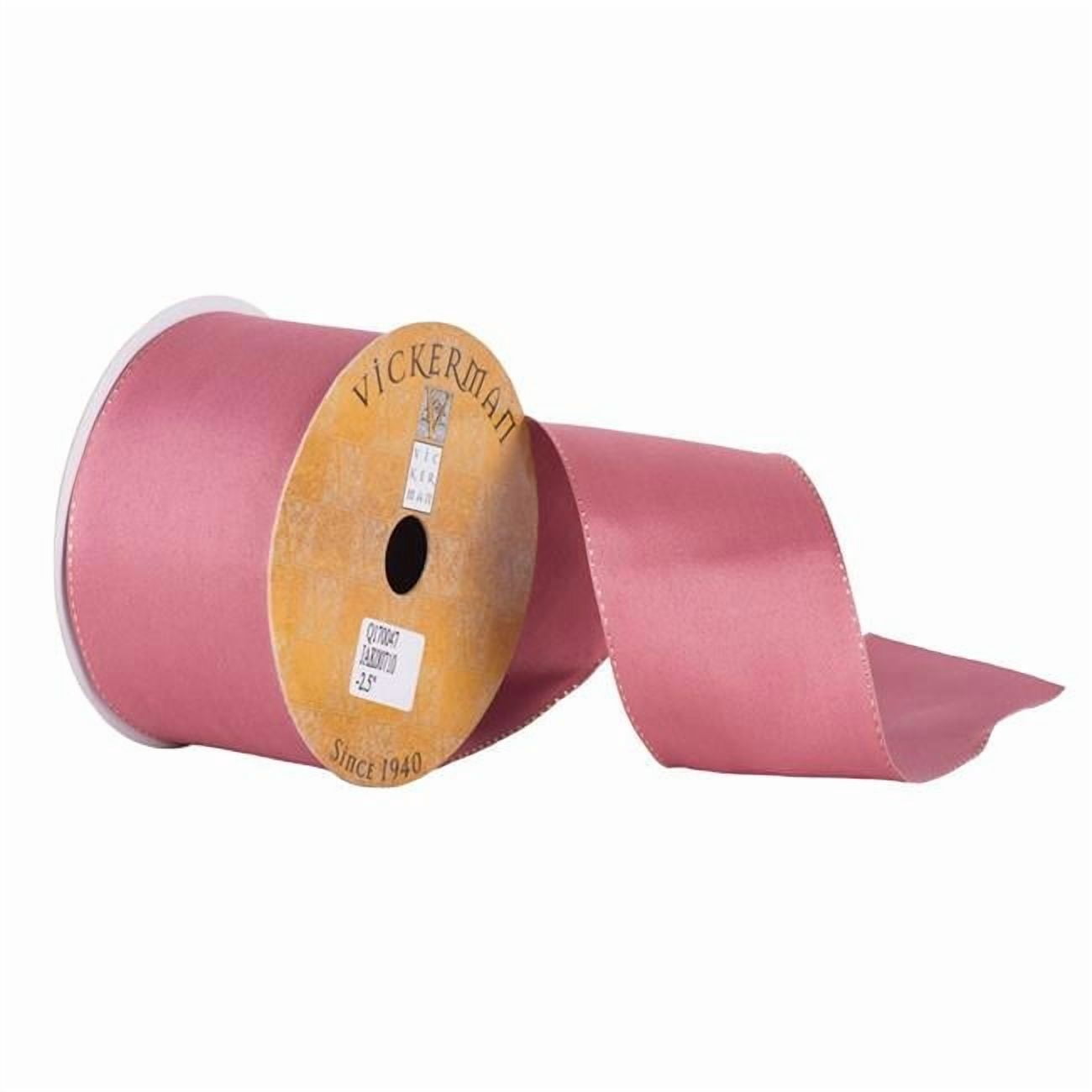 2.5 in. x 10 Yard Dusty Rose & Gold Satin Wired Edged Ribbon - Walmart.com
