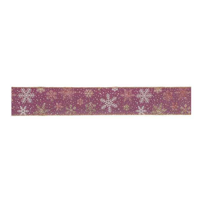 2.5 in. x 10 Yard Wired Nylon Ribbon, Pink, Gold & White