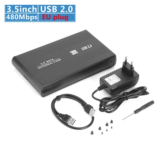 2.5 inch HDD Case USB3.0/2.0 to SATA Port SSD HDD Hard Drive Case Enclosure 5Gbps USB 3.0 External Solid State Hard Disk Box (3.5 inch USB 2.0 EU)